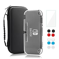 Vista 1 de RHOTALL Carrying Case for Nintendo Switch Lite,Shockproof Portable Accessories Bundle Travel Bag,TPU Case Cover with Screen Protector,10 Thumb Grips