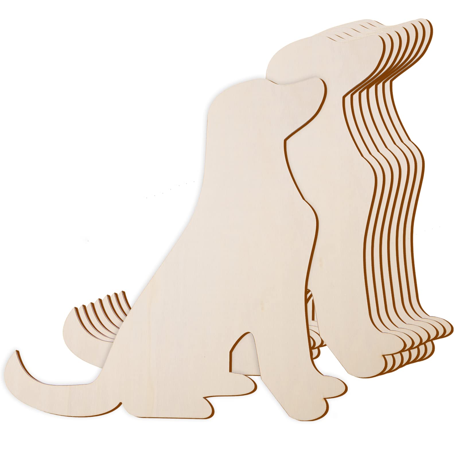 8 Pcs Wooden Dog Cutout Unfinished Wood Dog Shape Cutouts Blank Wood Dog Hanging Decorations Wood Pet Animal Door Hanger Natural Wood Dog Ornament Slices for DIY Crafts Home Decor,11.8x11.4 Inch