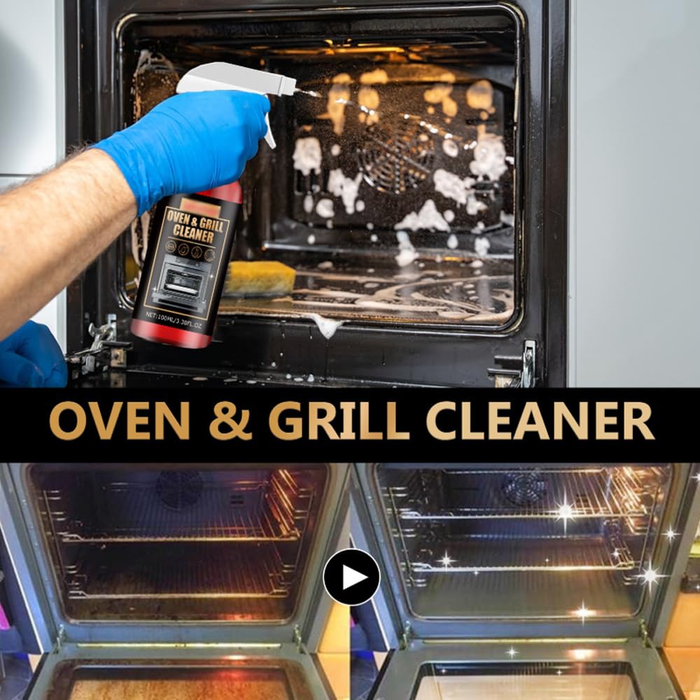 Oven and Grill Cleaner Spray, Oven Cleaner Heavy Duty Spray, Kitchen All Purpose Cleaners Sprays, Multi-purpose Cleaners for Microwave, Ovens, Grills, BBQ (3pcs)