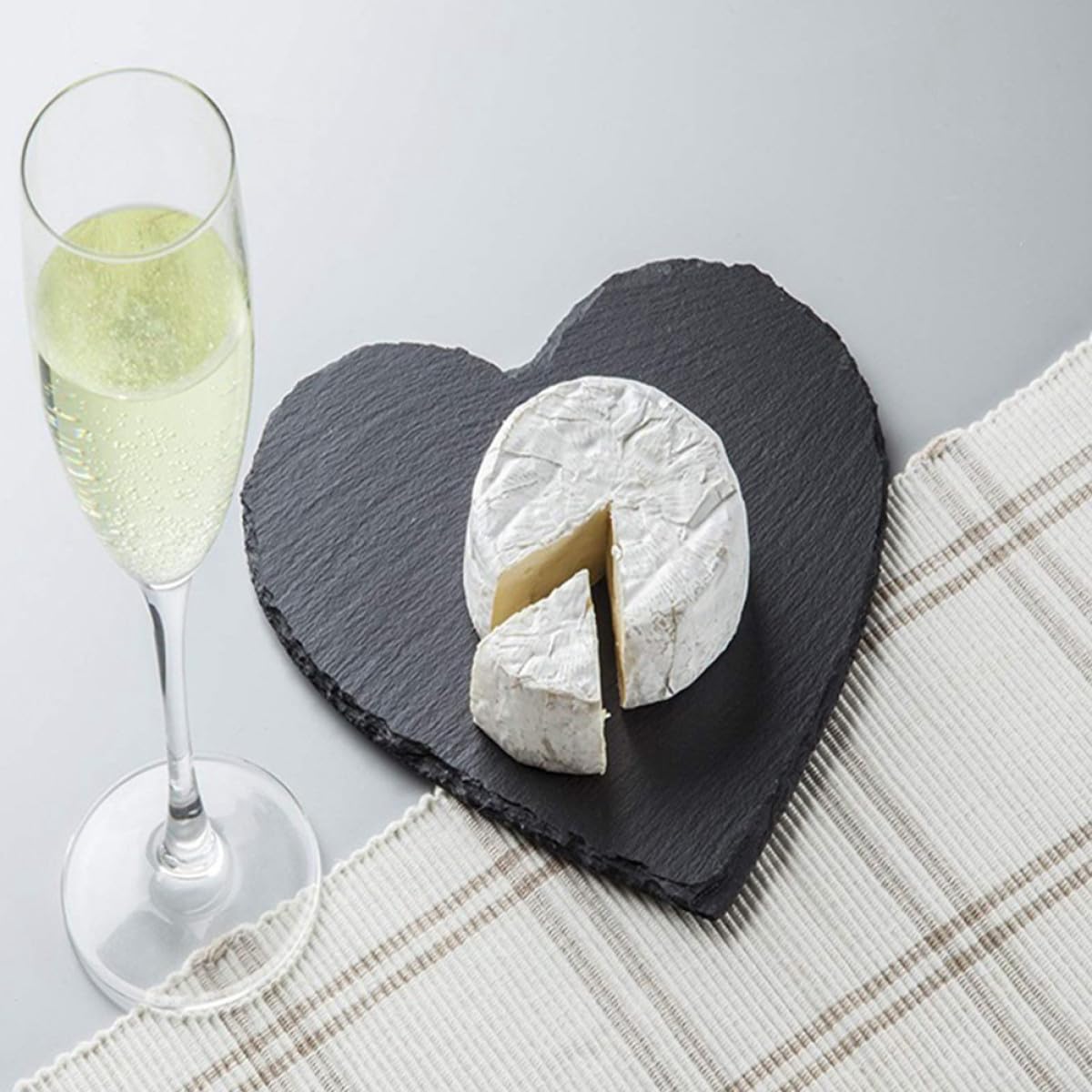 Set 3 Piatti da Dessert Piastra Multiuso per Conservazione Cibo in Ardesia Nero a Forma di Cuore per Casa