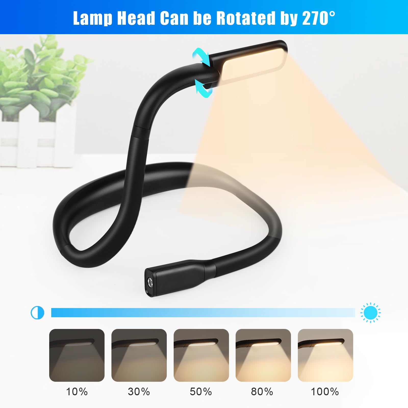 Lampada Da Lettura Ricaricabile VFANDV - 3 Colori LED, Braccio Flessibile, 1800mAh - Foto 7