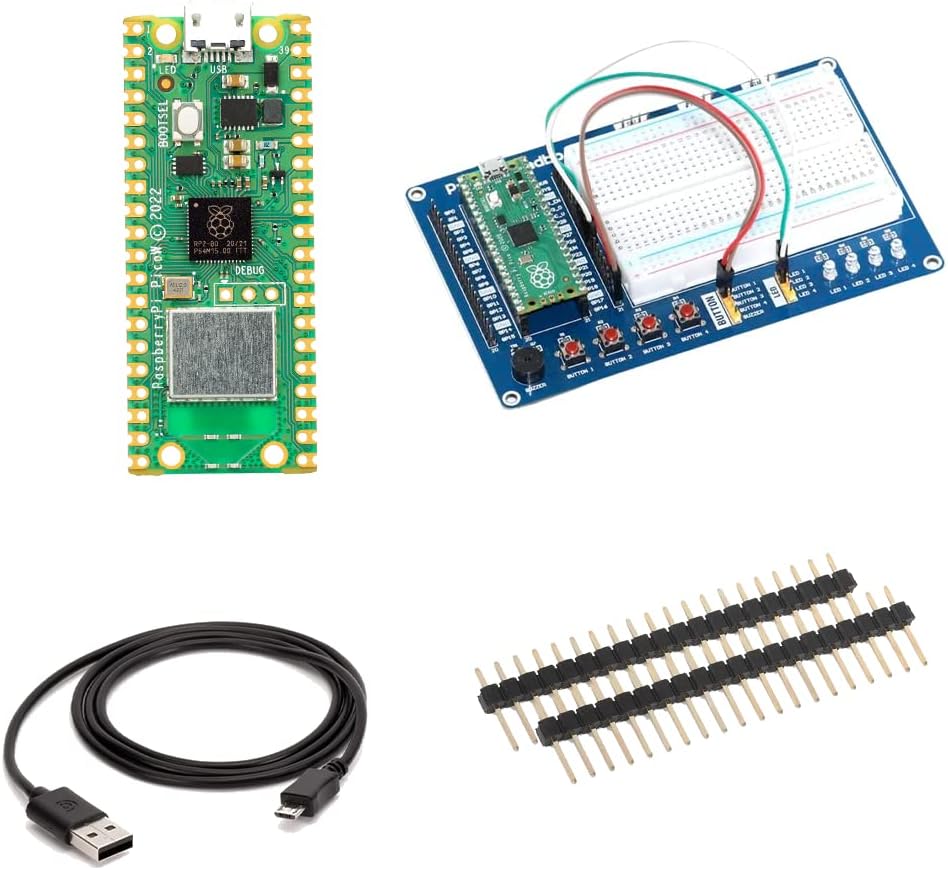 sb components Raspberry Pi Pico Starter Kit with Pico Microcontroller Board, Pico Breadboard Powered By RP2040 Dual-core ARM Cortex M0+ Processor for Raspnerry pi pico Programing and lerning projects
