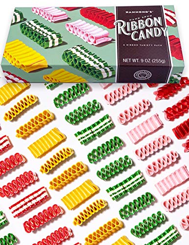 Hammondâ€™s Candies â€“ Hand Spun Ribbon Candy - 5 Flavor Variety Pack, Gift Ready Box, Handcrafted by Artisan Confectioners- Classically Delicious, Proudly Made in Denver Colorado- USA (Green Gift Ready Box)