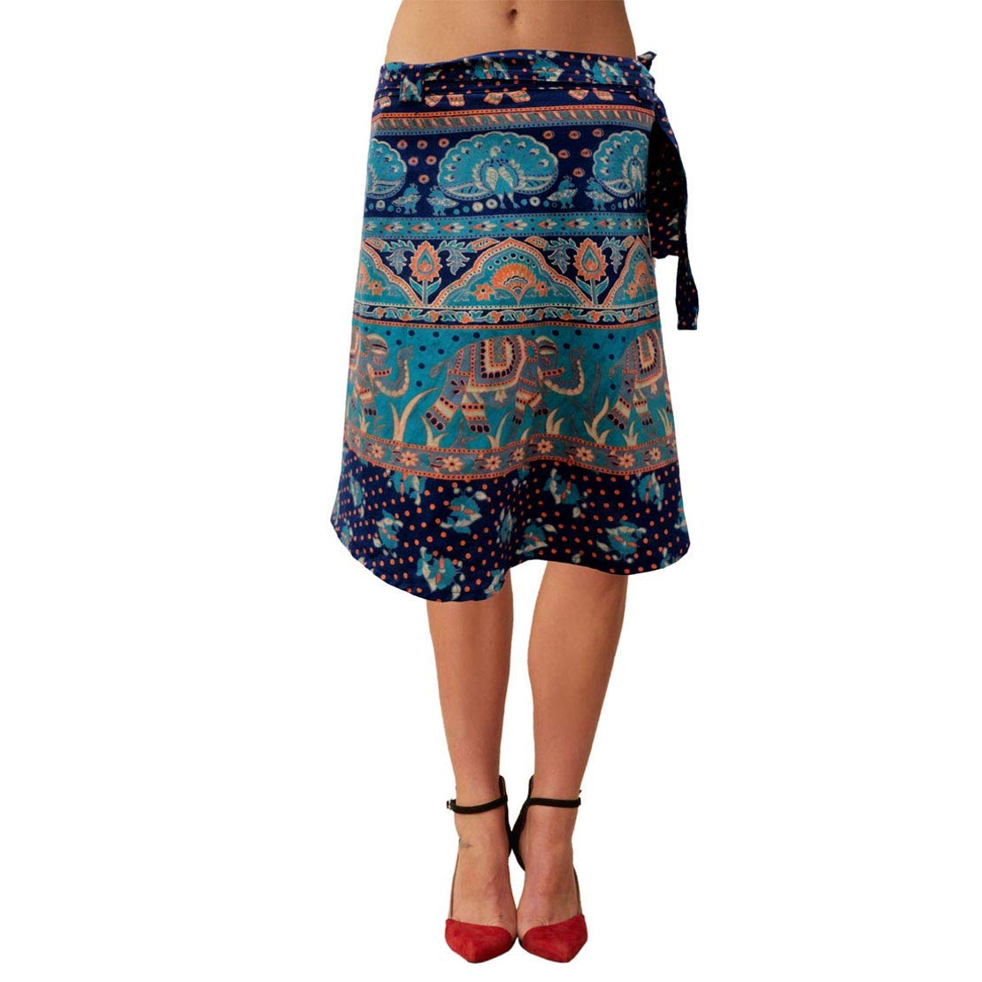Regular Wrap Around for Women Animal Print Knee Length Skirt-image-10
