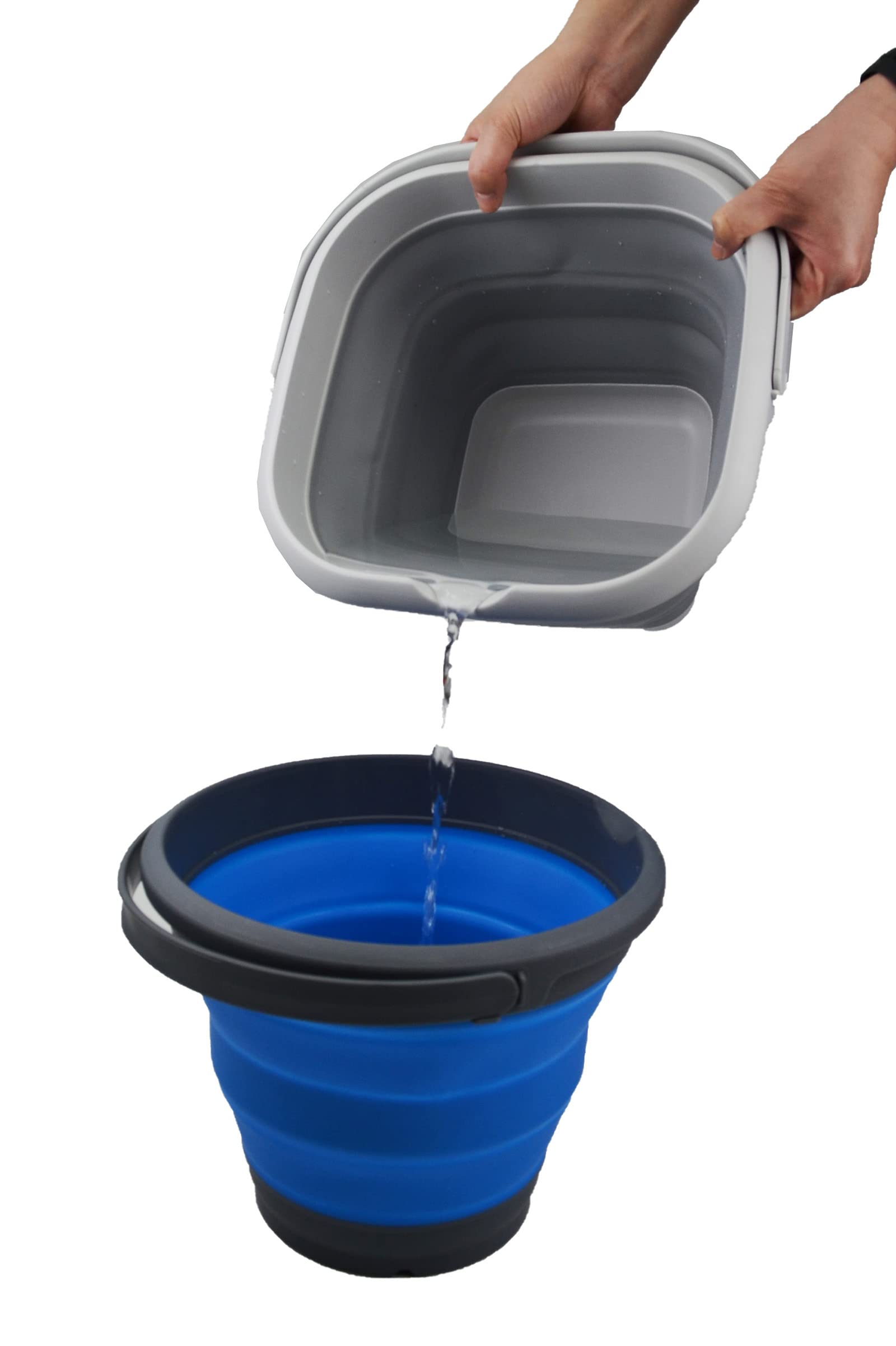 SAMMART Collapsible Square Bucket Set Of 2 - 8.5L (2.2 Gal) Foldable Water Pail, Grey - View #8
