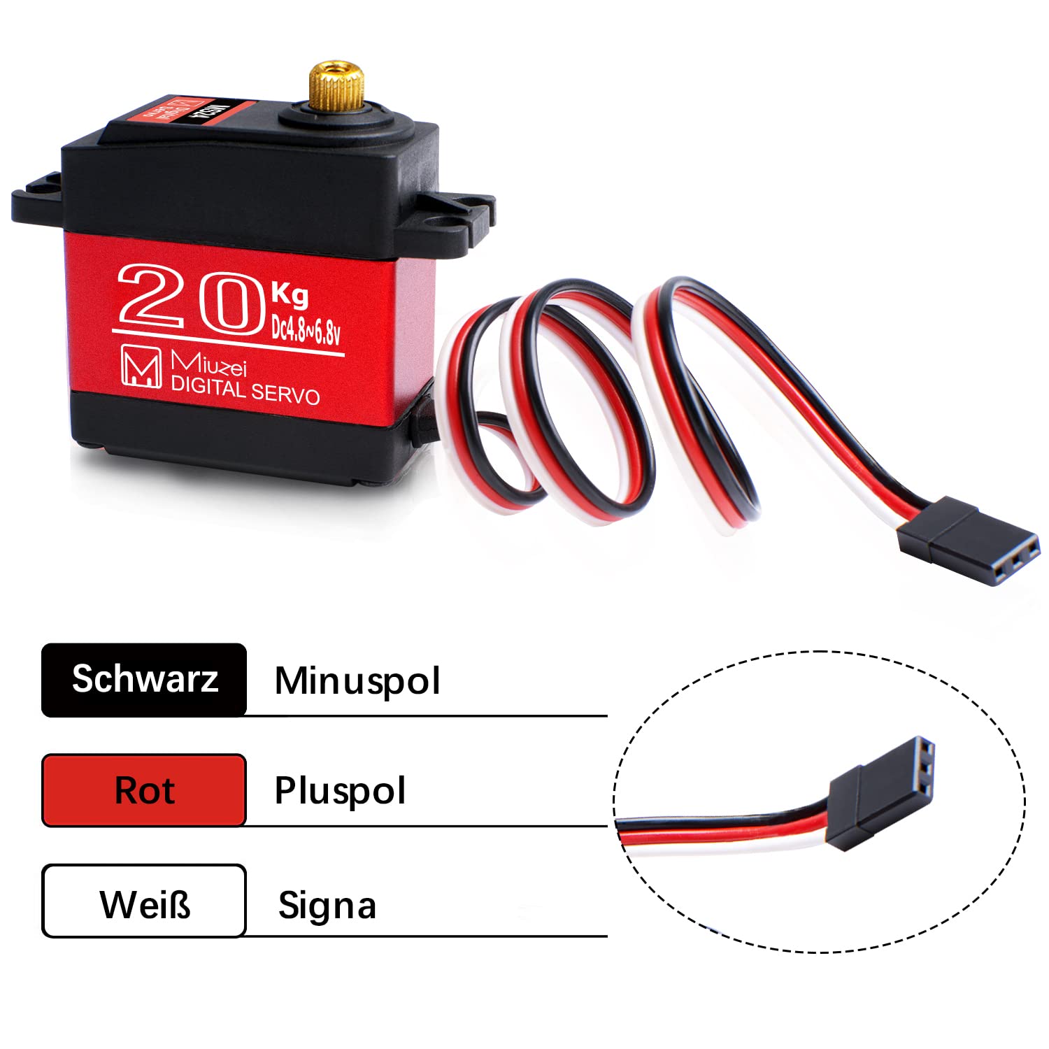Miuzei 20KG Digital Servo High Torque Full Metal Gear Waterproof for RC Model DIY, DS3218MG,Control Angle 270° (3 PCS)