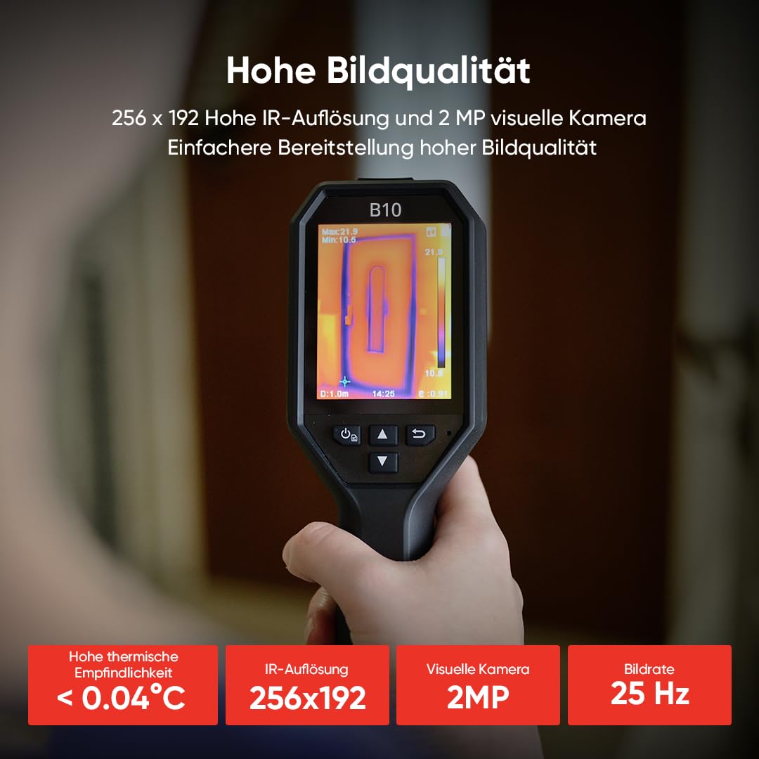 HIKMICRO Wärmebildkamera mit - B10 256 x 192 IR-Auflösung, visuellen 2MP-thermokamera, Vollbildmessung, 25Hz Bildfrequenzmit 3,2" LCD-Bildschirm, Software, IP54, Messbereich -4°F~1022°F