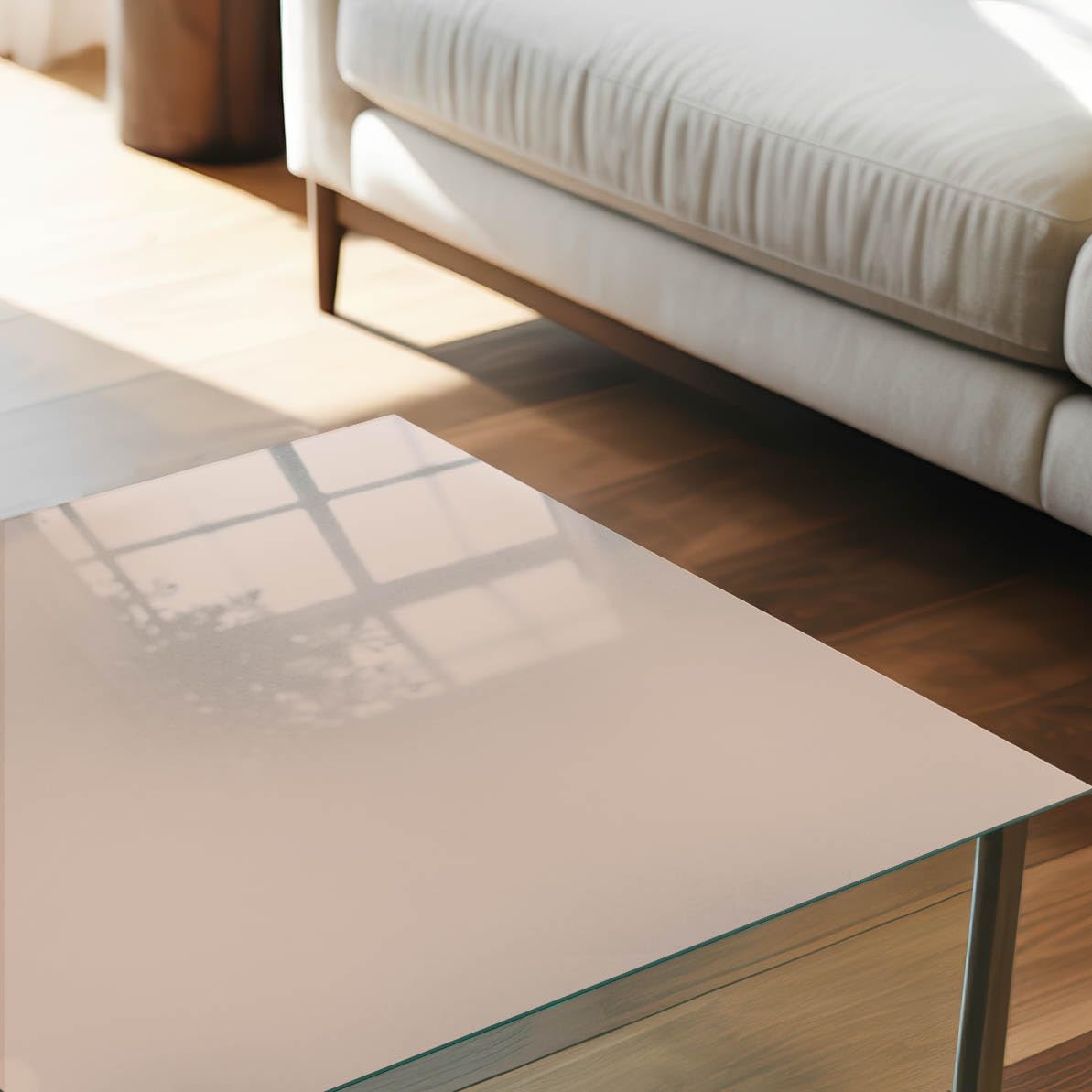 Placa de Cristal 125x50 cm | Rectangular | Bordes Pulidos | Beige cálido | con Impresión Decorativa | para la Cocina y Salón | Pies Antideslizantes | Vetro Temperato