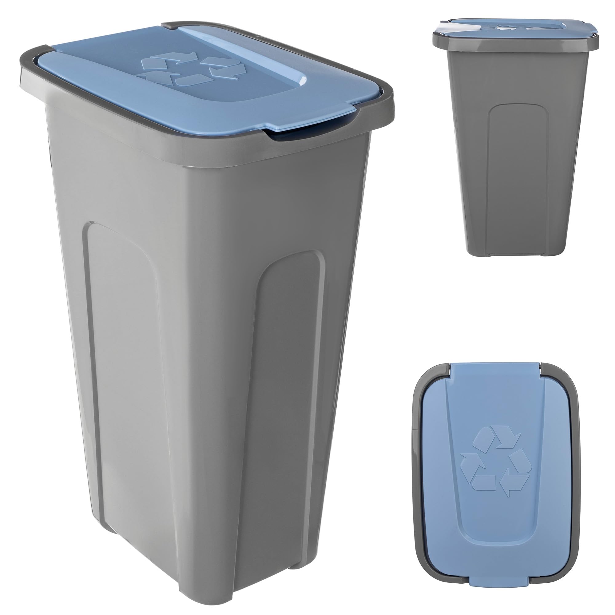 Poubelle De Tri Kadax 30L - Couvercle Jaune Hermétique - Parfaite Pour Cuisine, Bureau, Salle De Bain