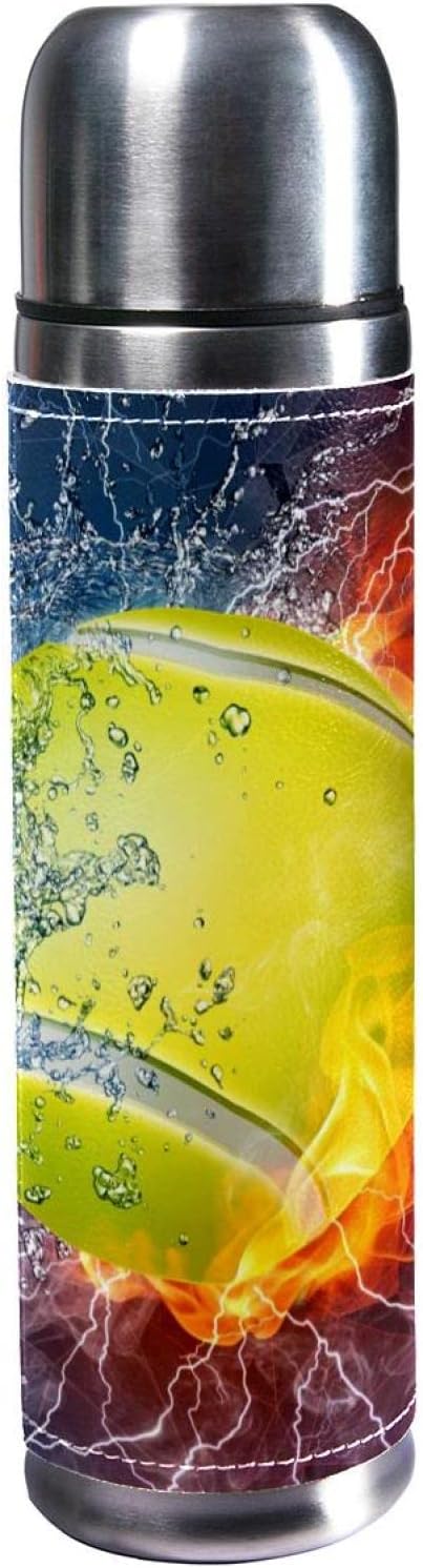 Botella de agua aislada,termo para bebidas calientes,agua y fuego y tenis,Termo de café Botella de agua de acero inoxidable