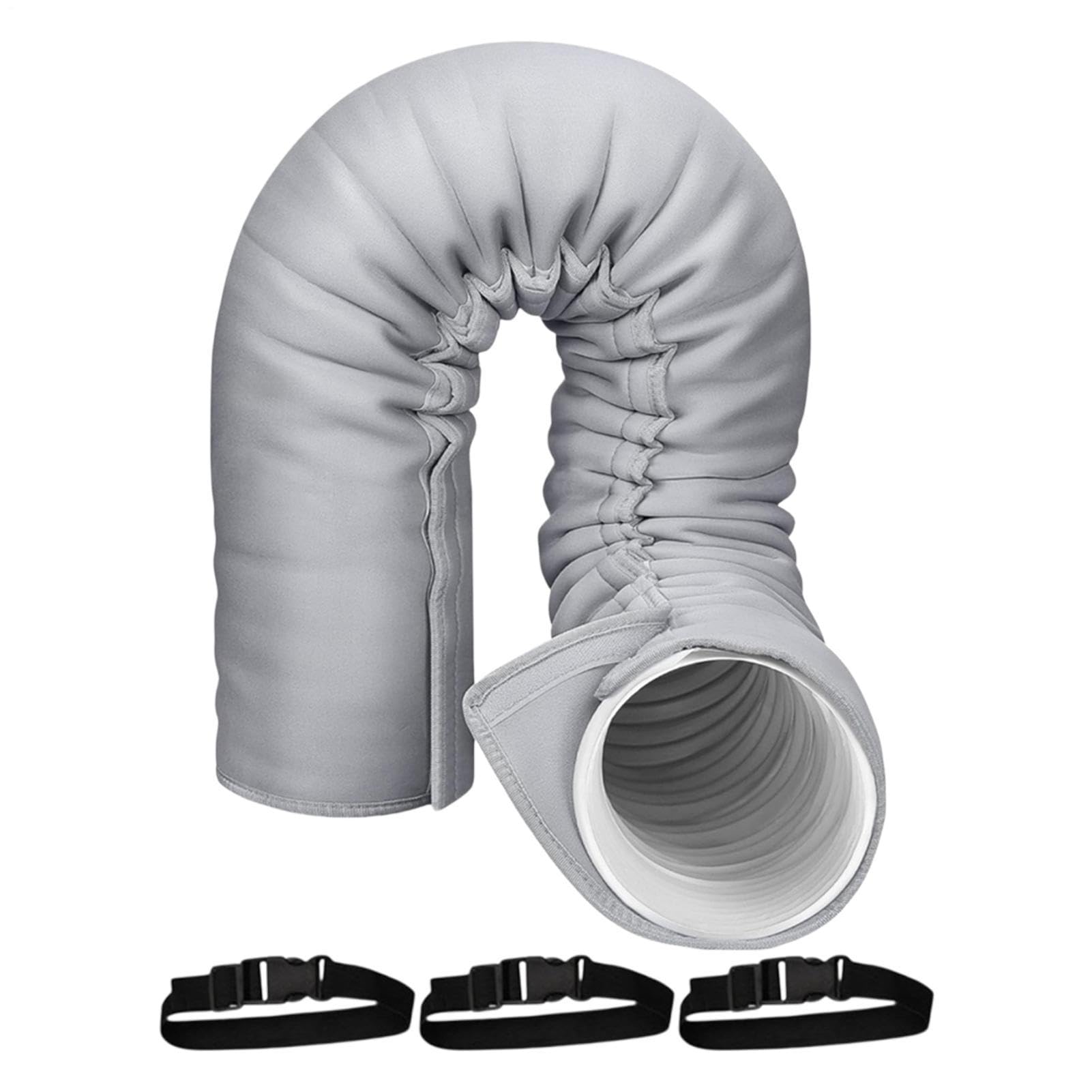 Cache-tuyau portable | Enveloppe portable isolée avec 3 sangles réglables – Enveloppe de tuyau isolée pour climatiseurs | Pour l'hiver et l'intérieur, le garage, le camping-car, la chambre, le mur, la