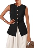 Blazer Vest for Women Trendy 2025 Dressy Business Casual Summer Button Down Sleeveless Work Suit Waistcoat Tops