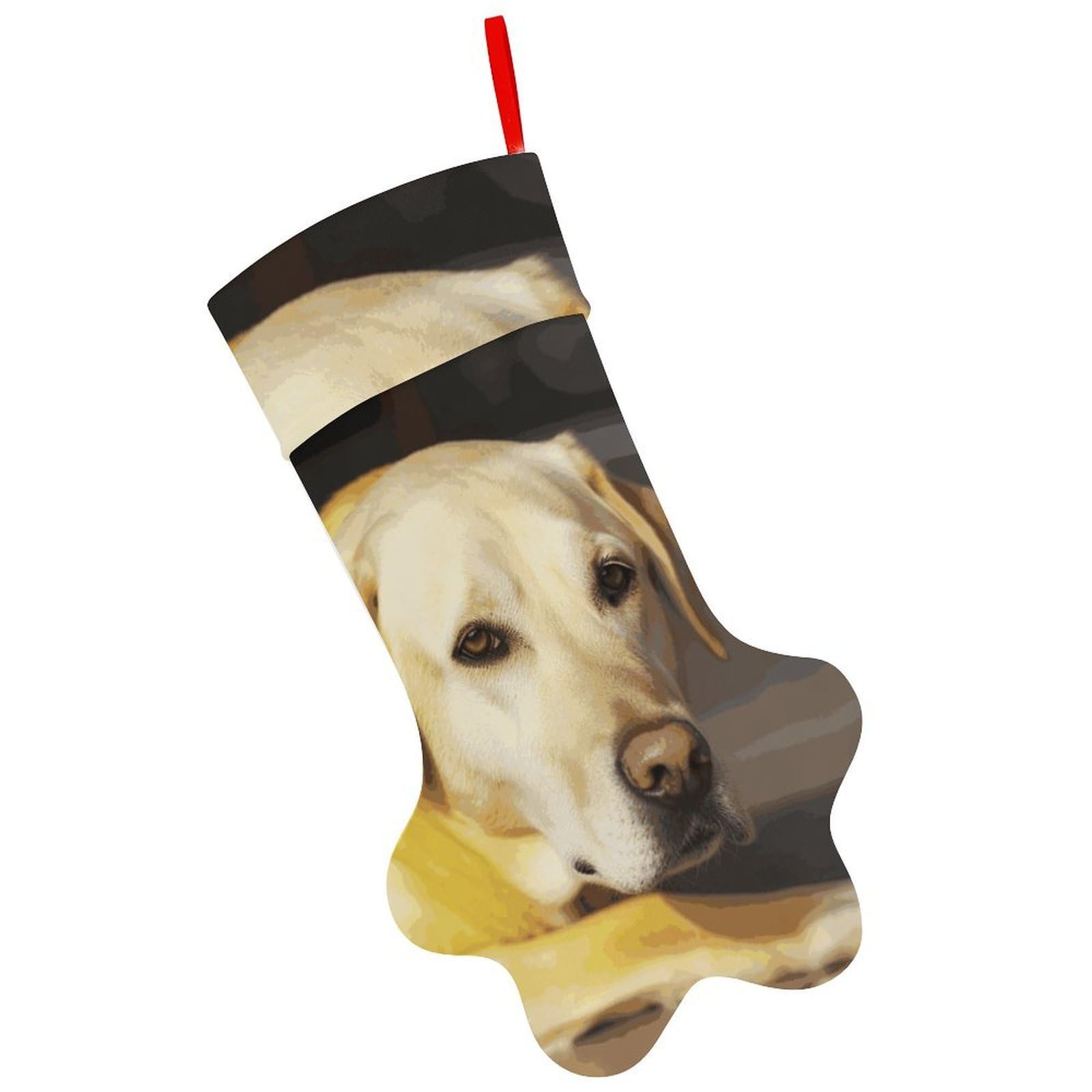 Yellow Dog Christmas Stocking Soft Comfortable Christma Sornaments Stocking Cute All-Printed Dog-Paw Stockings for Xmas Eve Party Fireplace Tree Gift Decoration