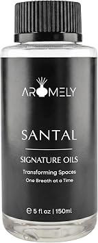 AROMELY Santal Essential Diffuser Oil Blend | Luxury Home Fragrance with Ambrox, Cardamom, Leather, Musk, Sandalwood | Waterless & Cold Air Diffuser Oil | Safe for Kids, Pets & Furniture | 150ml