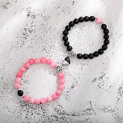 Leatic Magnetic Couple Bracelets Relationship Distance Bracelet Heart Energy Stone Beads Gemstone Beaded Agate Matching Bracelets For Couples Friendship Best Friend Boyfriend And Girlfriend - Image 4