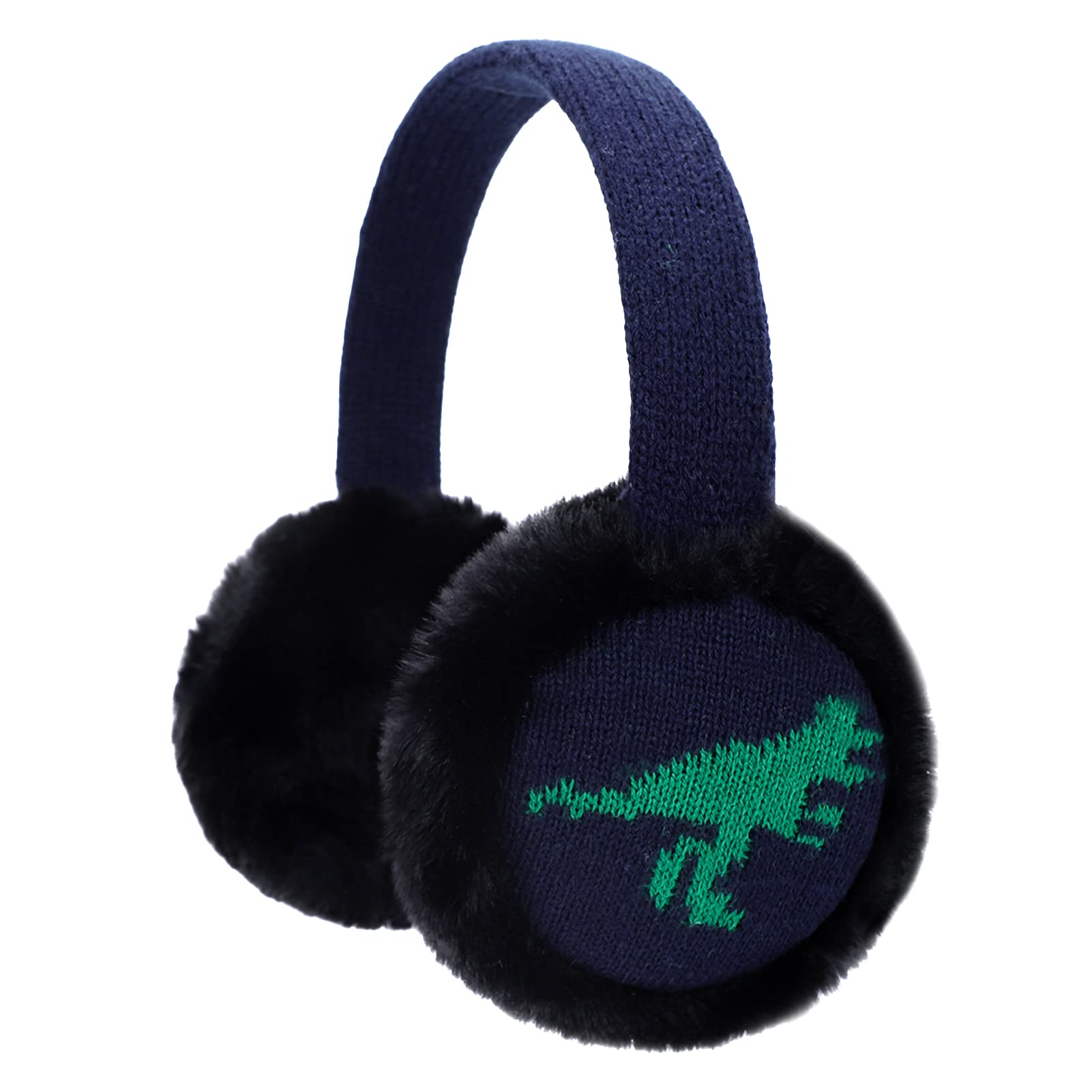 Toddler Kids Dinosaur Knit Earmuffs for Boys &amp; Girls, Winter Ear Warmers