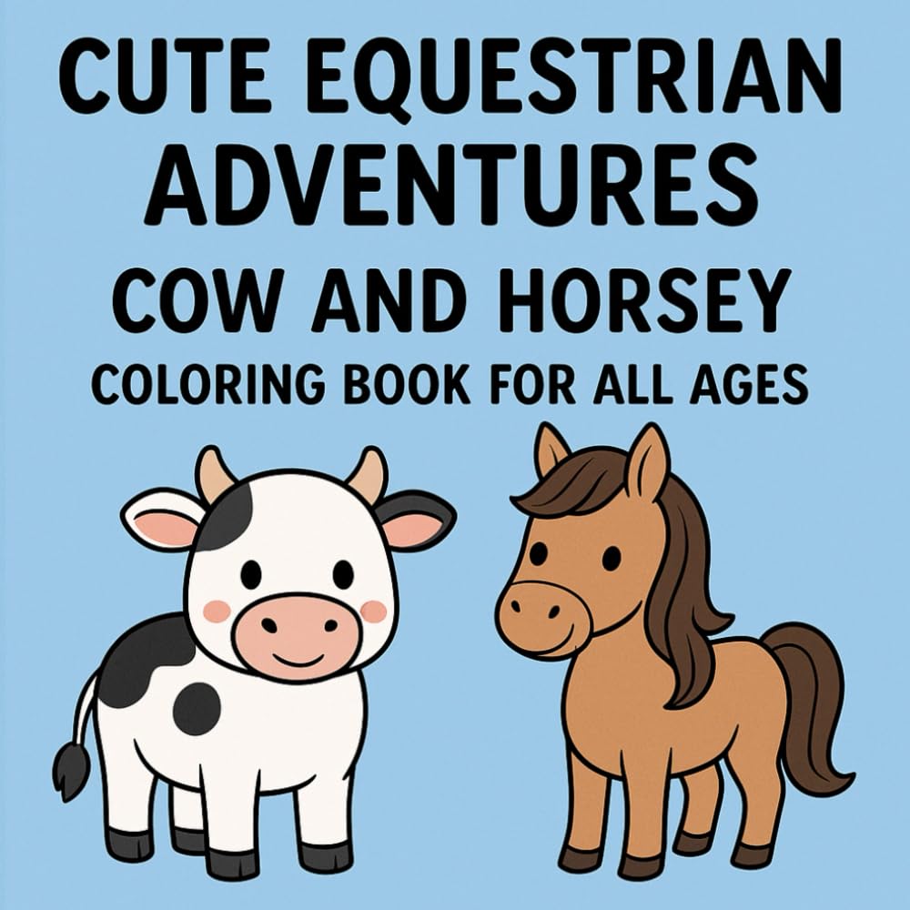 Cute Equestrian Adventures: Cow and Horsey Coloring Book for All Ages