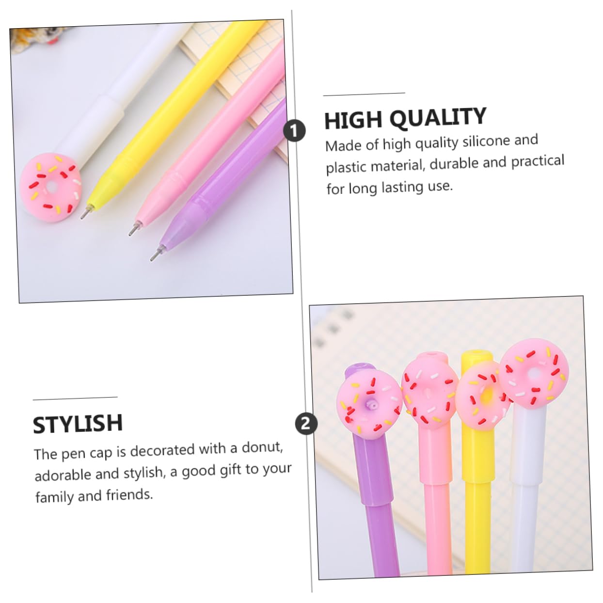 NUOBESTY 40pezzi Penne Gel Cartoon Forma Di Donut Cancelleria Creativa Per Studenti Stile Misto Penne Neutre Per Scrittura