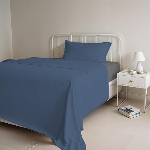 Italian Bed Linen Natural Color Bettwäsche Set, 100% Baumwolle, Avio/Rauch, Klei