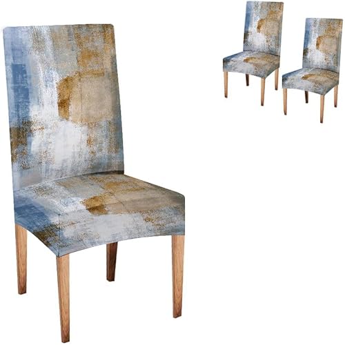 Miniatura 141 de TOMWISH Fundas para Sillas De Comedor 6, Fundas para sillas de comedor, pintura de arte abstracto, funda extraíble elástica de elastano para silla