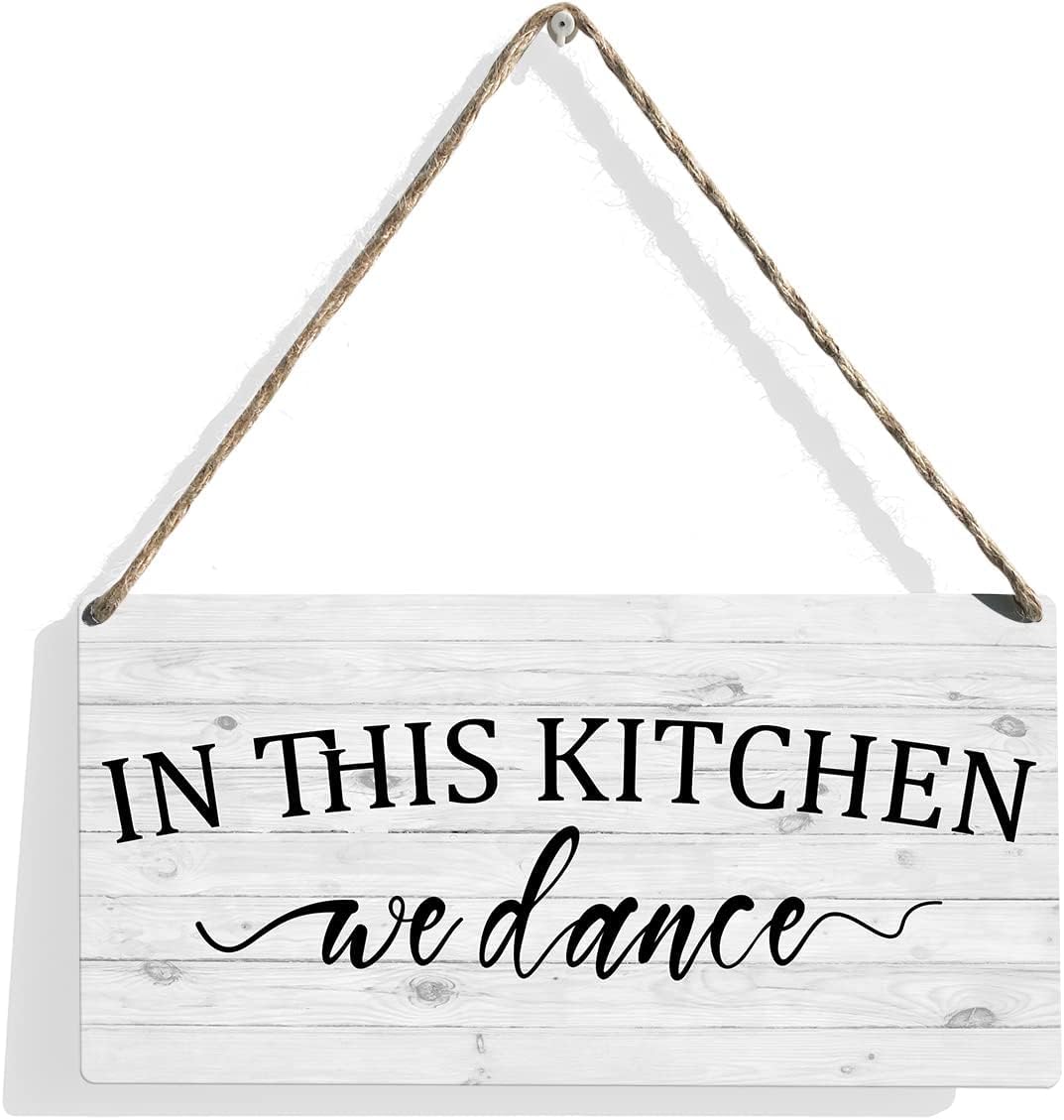 in This Kitchen We Dance Wood Sign Kitchen Wooden Signs Rustic Hanging Plaque Home Wall Art Sign Wall Decor for Home