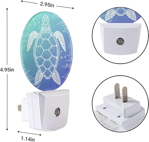 Miniatura 7 de EKOBLA Luz nocturna de tortuga marina azul vintage, luces de noche subacuáticas para enchufar en la pared para habitación de niñas y niños, luces