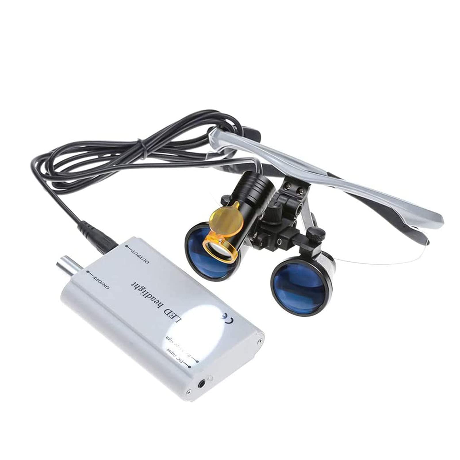 Médico Dental Lupas Quirúrgicas 2.5X 3.5X Vidrio óptico Lupa con LED Luz Cabeza Lámpara Estuche Transporte Silver