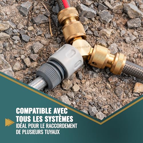 Poppstar Répartiteur pour Tuyau d’Arrosage avec 3 Raccords (Laiton Nu) pour Tuyaux, Arrosage & Jardin – vue 4