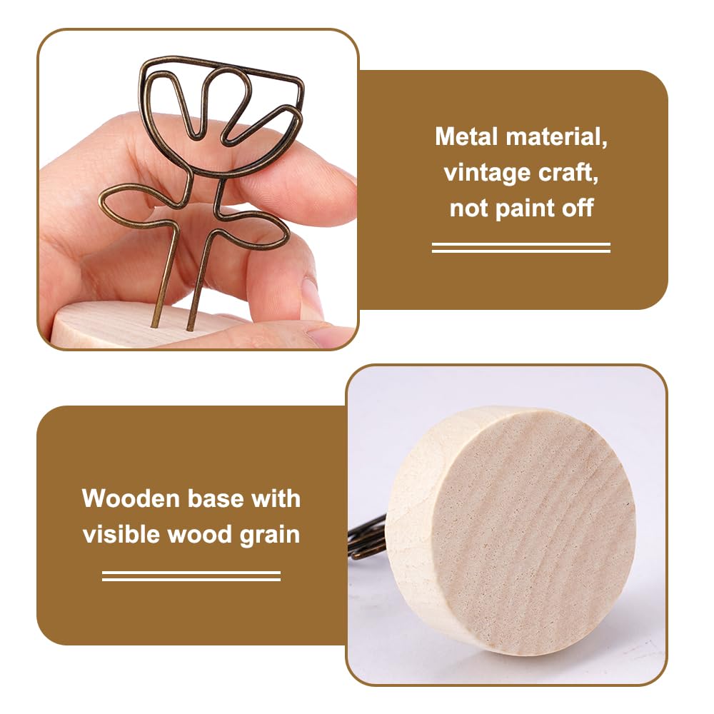 10 Stück Memo Clip Halter + 10 Karten - Fotoständer Aus Holz & Metall Schwarz