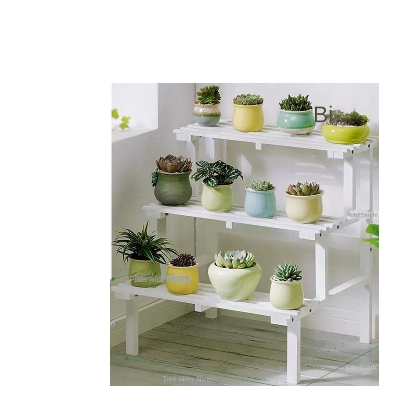 MHbdfsxz Plant Shelf For Multiple Plants Solid Wood Plant Stand Succulent Flower Pot Holder Home Patio Garden Lawn Flower Stand For Patio(White,60*60*56cm)