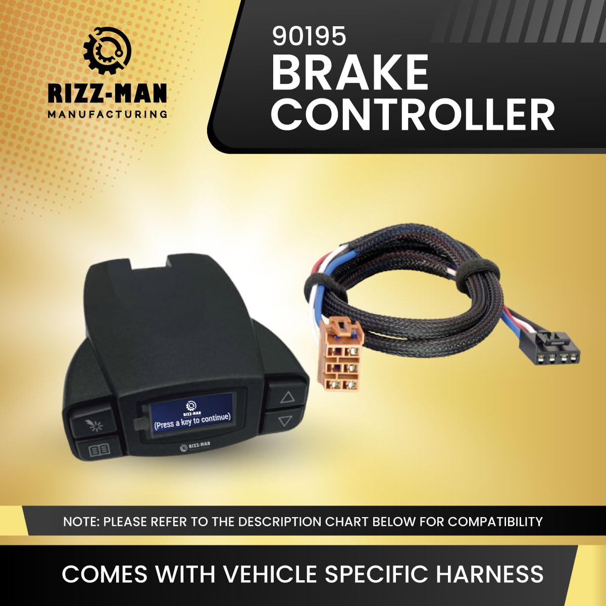 RIZZ-Man 90195 Brake Controller with Wiring Harness, Compatible with Select Year Cadillac Escalade: Chevrolet Avalanche, Silverado, Suburban, Tahoe, GMC Sierra, Yukon, Yukon Denali, Yukon XL