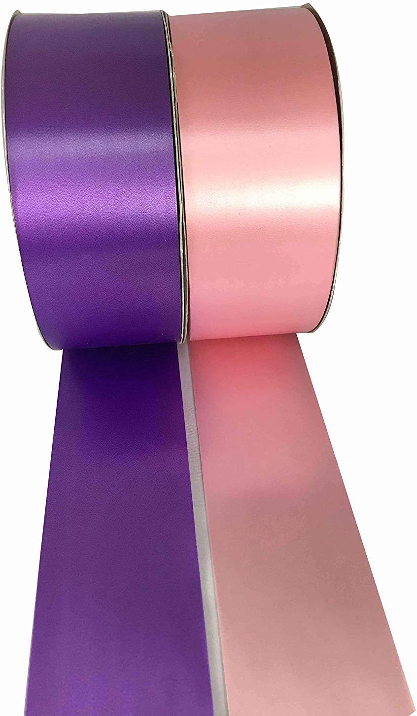 INERRA Ribbon Multipack - 2 x 100 Yard Rolls (Baby Pink & Purple) Wedding Flowers Gift Decoration & Christmas