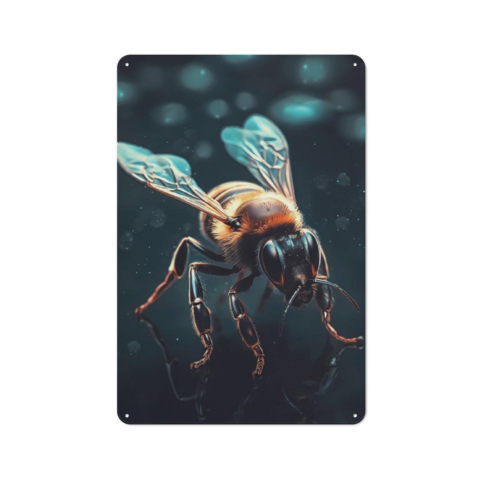 Junmoney Bee Animal Vintage Tin Sign 30X20cm With For Home Office Or Studio, For Home Office Decor Fans Refreshing A Room In Autumn
