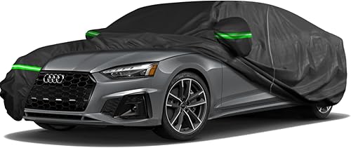 Funda impermeable de coche para Audi A5S5 Sedan 2004-2023, 190T para todo tipo de clima, con puerta con cremallera, bandas resistentes al viento