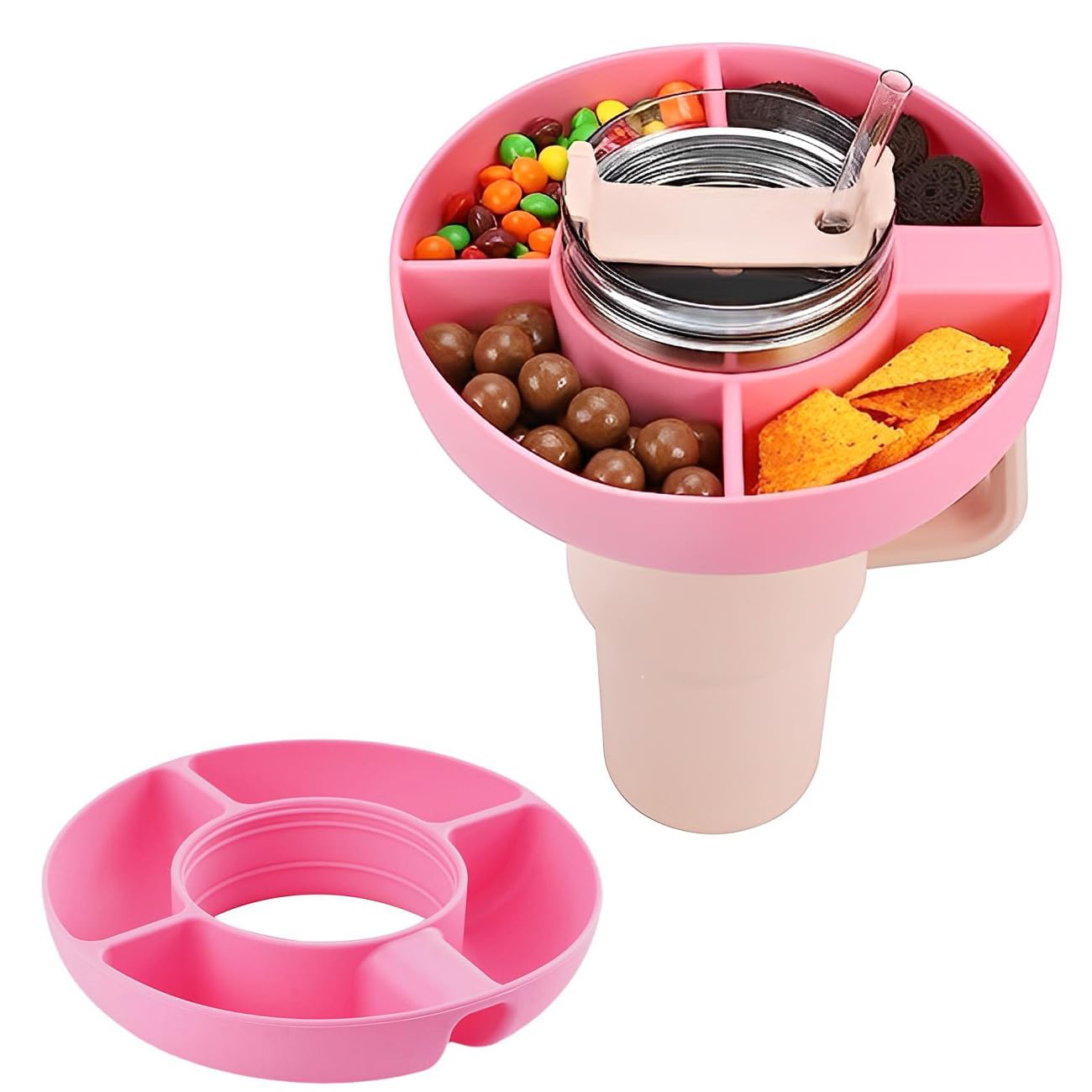 Stanley Snack-Tablett Aus Silikon – Mit Deckel & Strohhalm-Abdeckung, Für 850 Ml Stanley-Becher