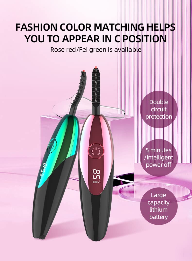 TECNOVIQ Heated Eyelash Curler, Rechargeable Lash Styler with 2 Heat Settings, Quick 24H Long-Lasting Curl, Portable Makeup Tool 4