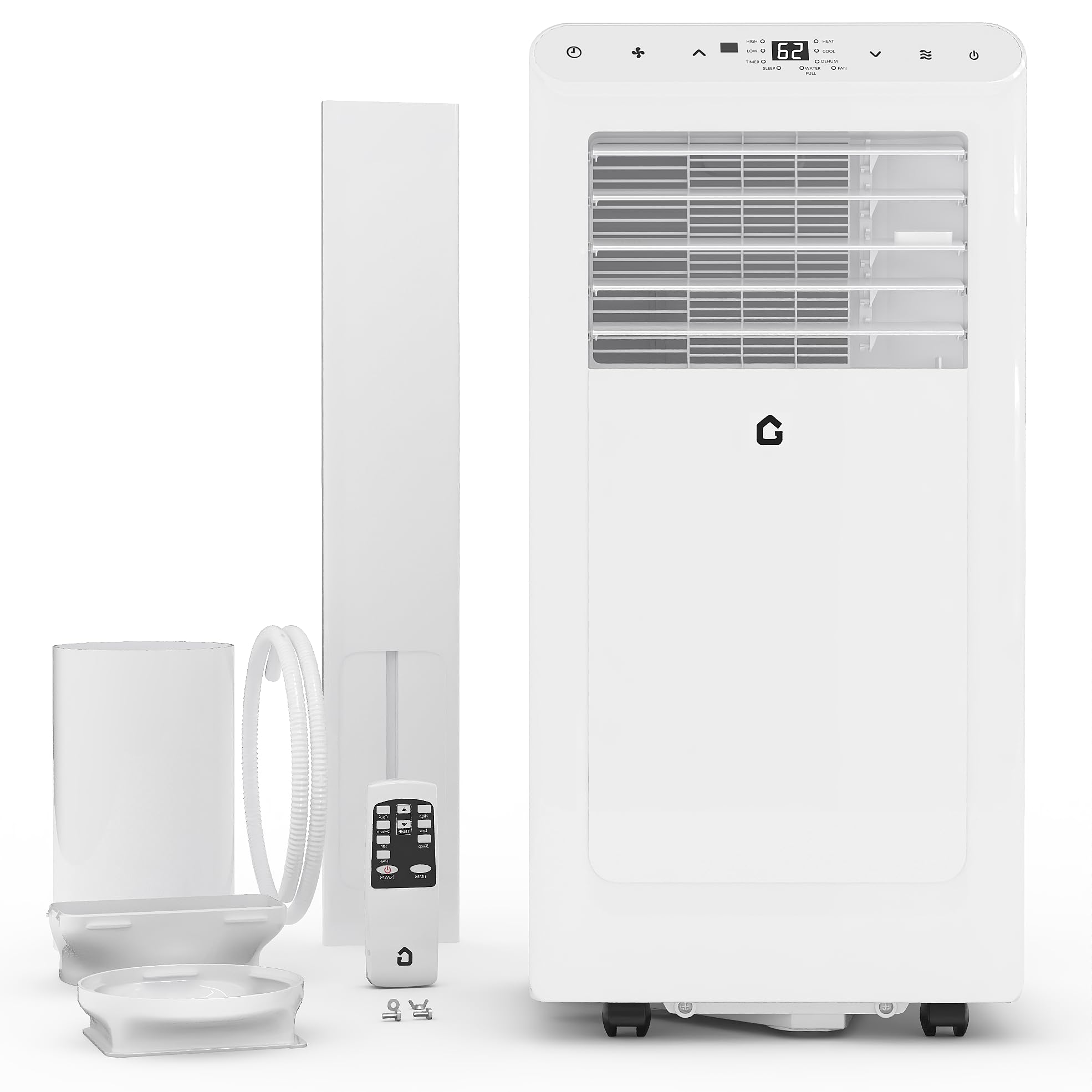 Garvee 8000 BTUs Portable Air Conditioner,Up to 350 Sq.Ft. Remote Control 48dB Portable AC Unit, Dehumidifier, Fan, Sleep, 24H Timer&Installation Kit, DOE Certified, Ceer 6.2,White+White Panel