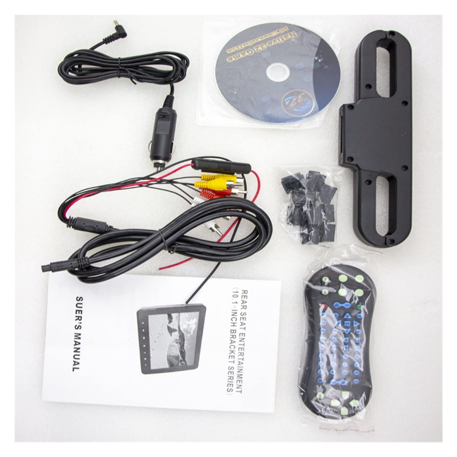Lettore DVD Lettori video for auto da 10,1 pollici Portatile MP5 Schermo LCD Poggiatesta Pulsante a sfioramento Monitor gioco USB SD FM Altoparlante IR Viaggi in famiglia(2 DVD Player Monitor)