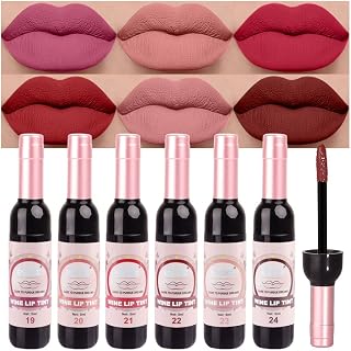 BINGBRUSH 6 Colors Matte Red Wine Liquid Lipstick Pack Set,Wine Lip Tint Long Lasting 24 Hour Waterproof Velvet Nonstick Cup Lipgloss Lip Stain Pigmented Lip Makeup Gift Sets for Girls and Women