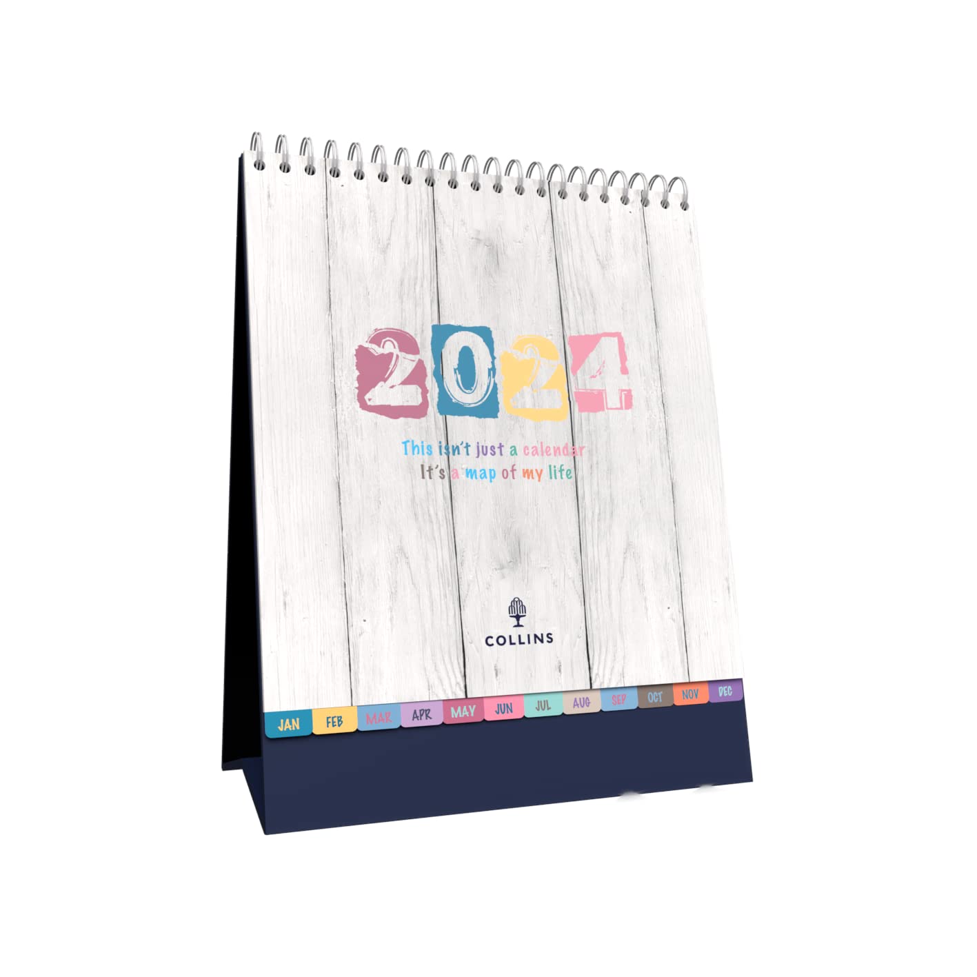 Collins Debden Collins Brighton 2024 Desk Calendar - Lifestyle Planner and Organiser for Office, Work, Personal and Home - January to December 2024 Diary - Weekly - - BTDC-24 Grey