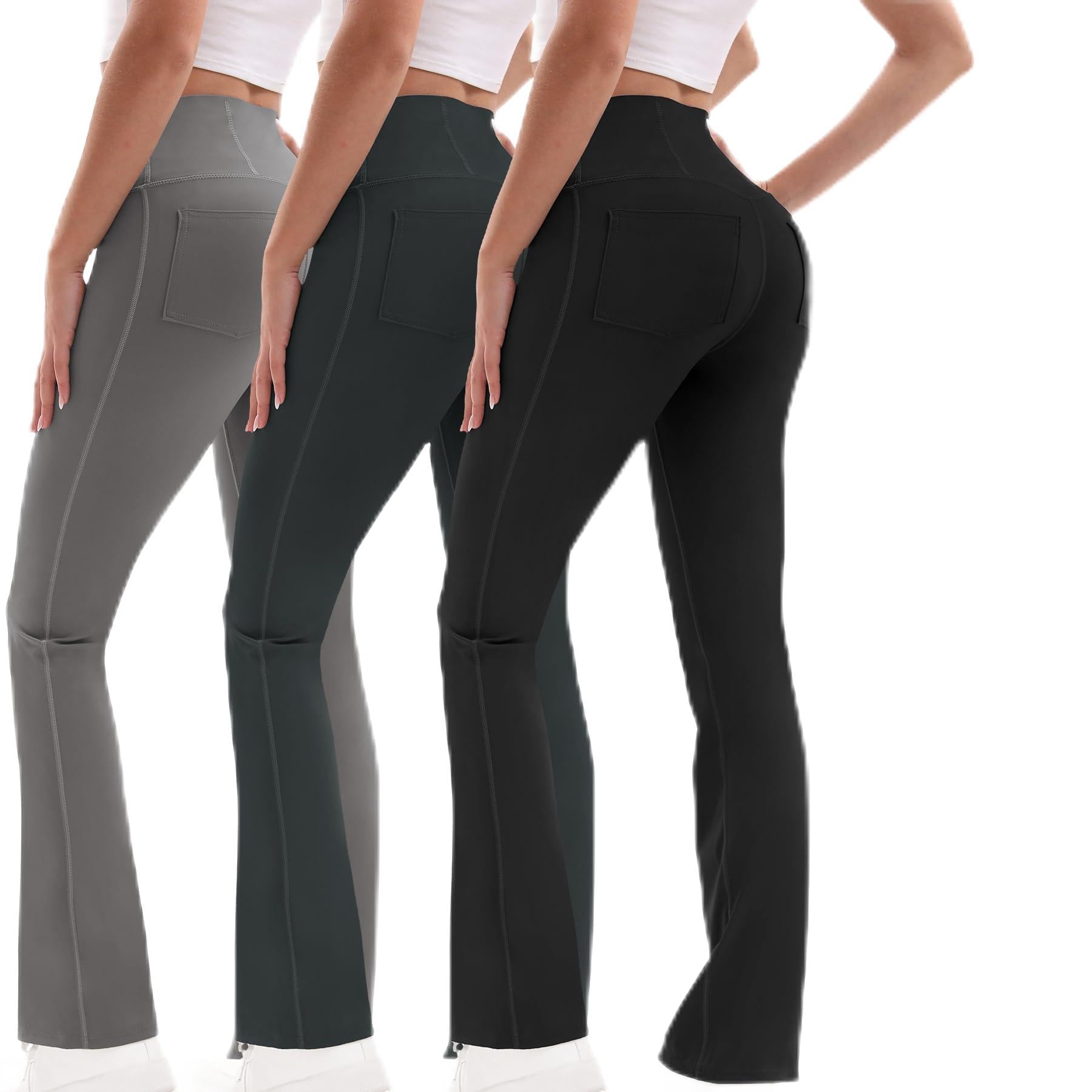 Photo 1 of *MAJOR DAMAGE*
Flare Leggings for Women with Pockets Crossover High Waisted No Front Seam High Waisted Tummy Control Bootcut Yoga Pants