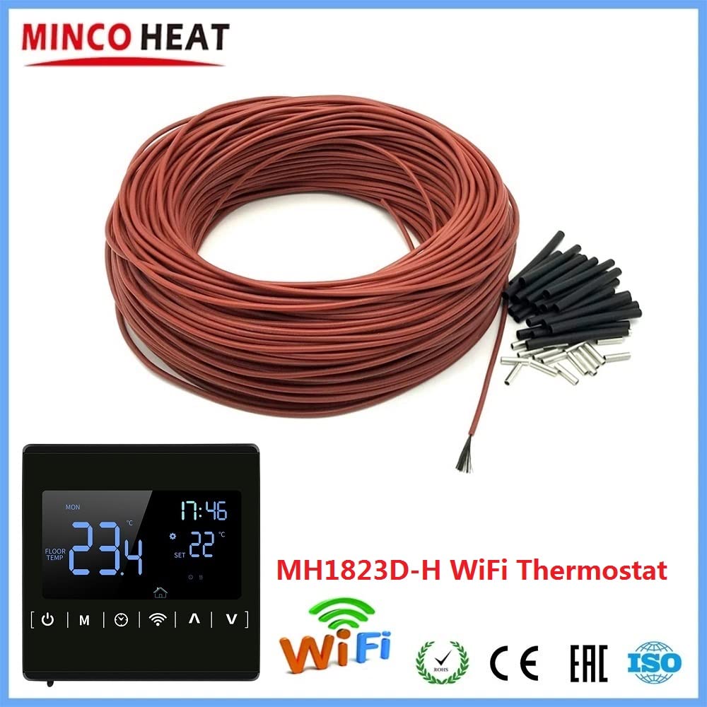 kabel elektryczny 12K 33ohm/m Kabel grzewczy na podczerwień z włókna węglowego Ocieplenie podłogi (Color : With MK71 WiFi)