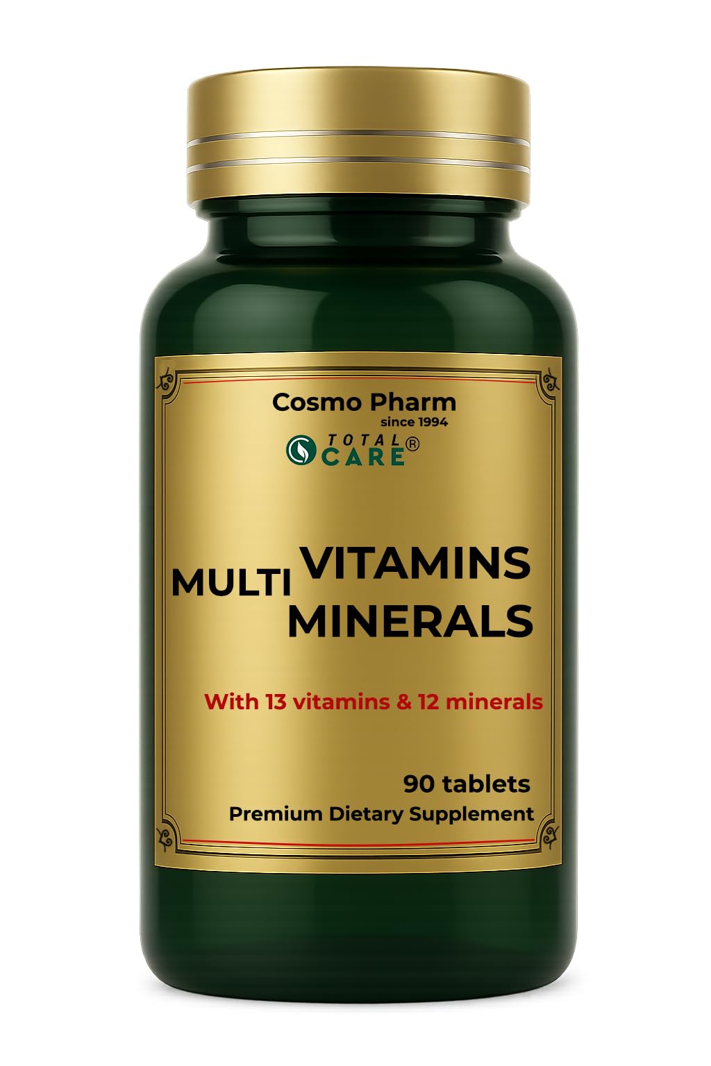 COSMO PHARM MultiVITAMINS MultiMINERALS – 13 Vitamins & 12 Minerals – 90 Tablets