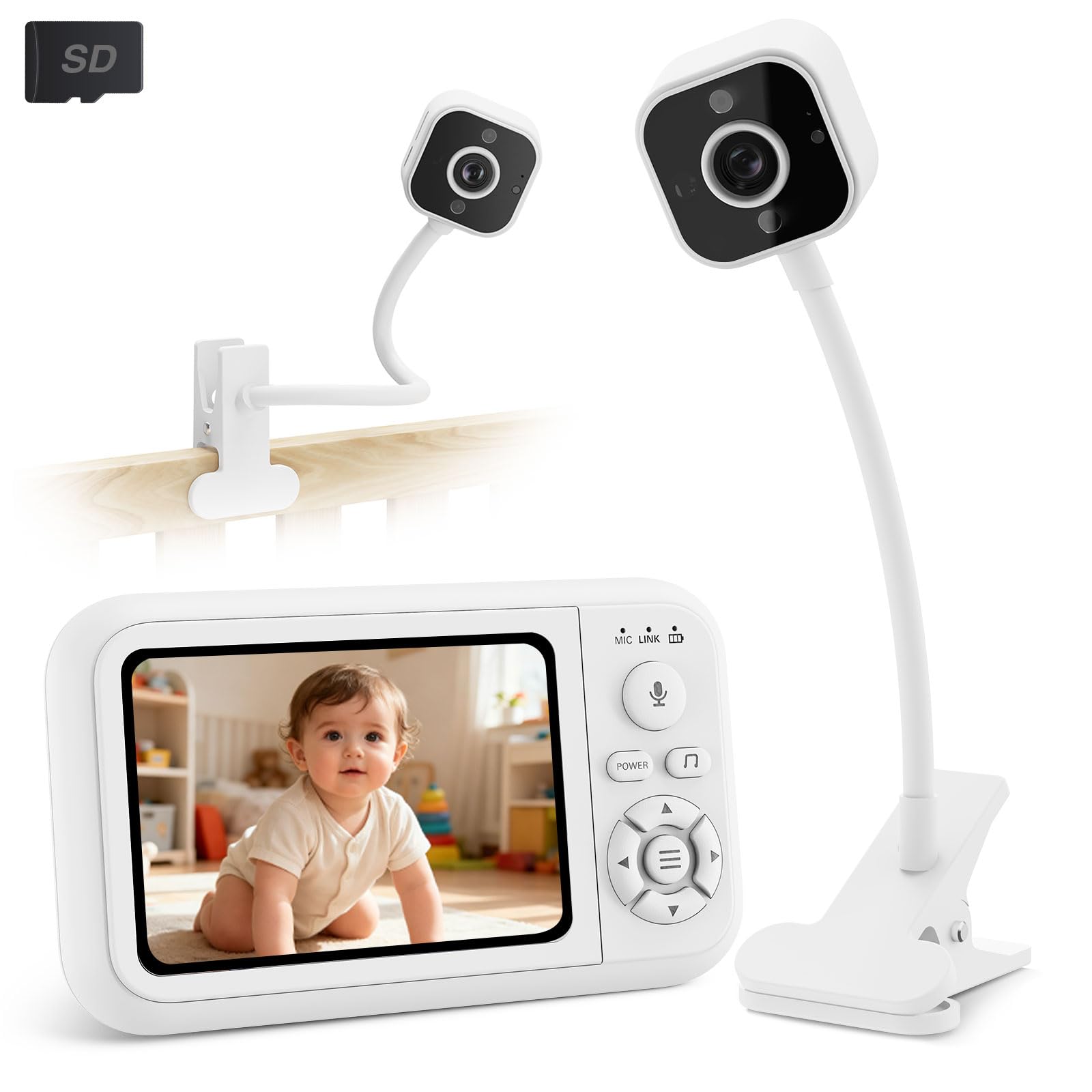 Baby Monitor No WiFi with Crib Clip — Portable 3