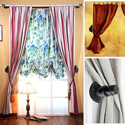 BTSKY 2PCS Vintage Industrial Iron Pipe Coat Hat Hook - Wall Mounted Retro Pipe Hook Hanger Holder Hanging Storage Rack for Robe, Towel, Bag, umbrella, Antique Home Decoration Decor (Type 2)