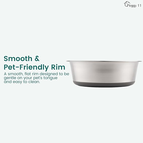 PEGGY11 Nonslip Stainless Steel Dog Bowls, 3.8 US Cup Each, 2 Pack