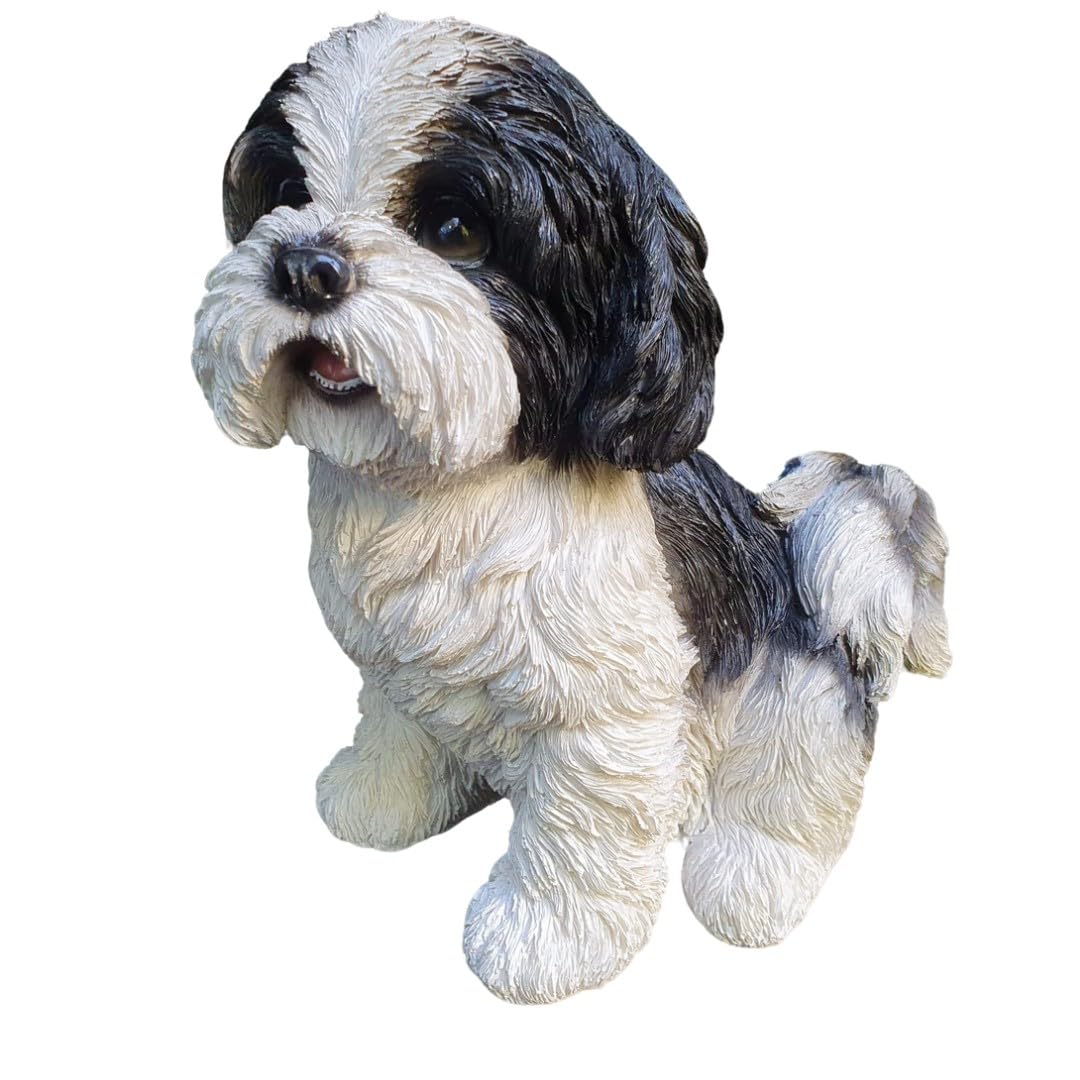 Figurka ogrodowa Shi Tzu, 21 siedzi cm, figurka do ogrodu, odporna na warunki atmosferyczne, dekoracja salonu, figurka psa