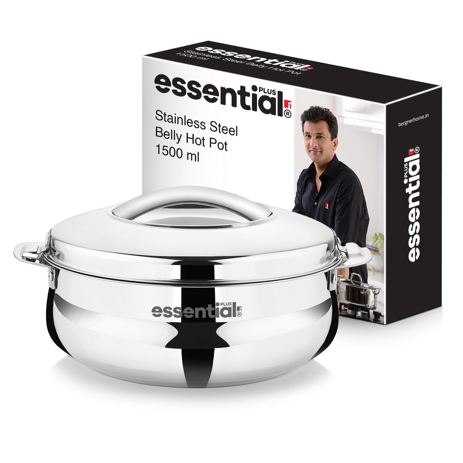 BERGNER Essential Plus Stainless Steel Belly Shape Hot Pot 1500ml, Double Wall Roti Casserole, Food Grade, Hot and Cold Storage, for Rotis/Parathas/Pulao/Biryani, Hot for Hours, Easy to Clean-image-12