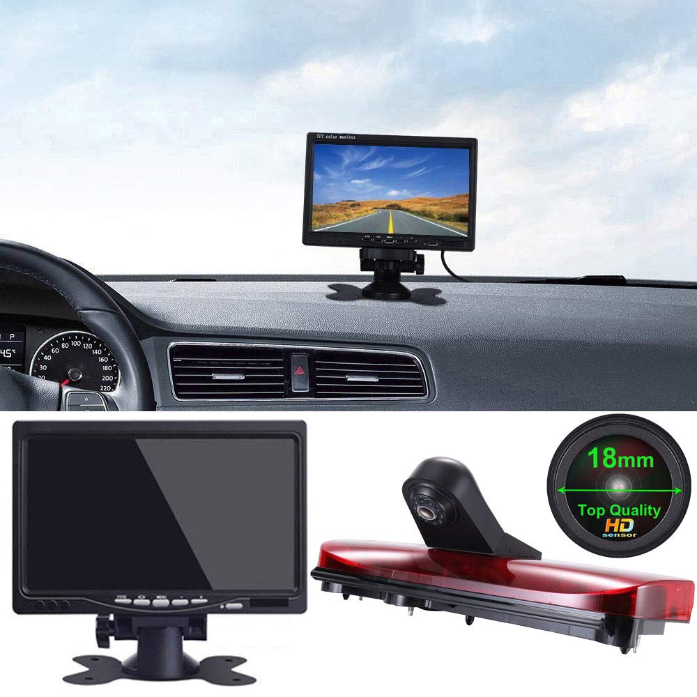 1280 x 720 pikseli, 1000 TV Lines Auto Top Mount Third 3. Hamulec światła hamowania, kamera cofania do Ford Transit Connect 2014-2017 Transporter Business MPV SUV Bus + 7" Auto Reverse Monitor