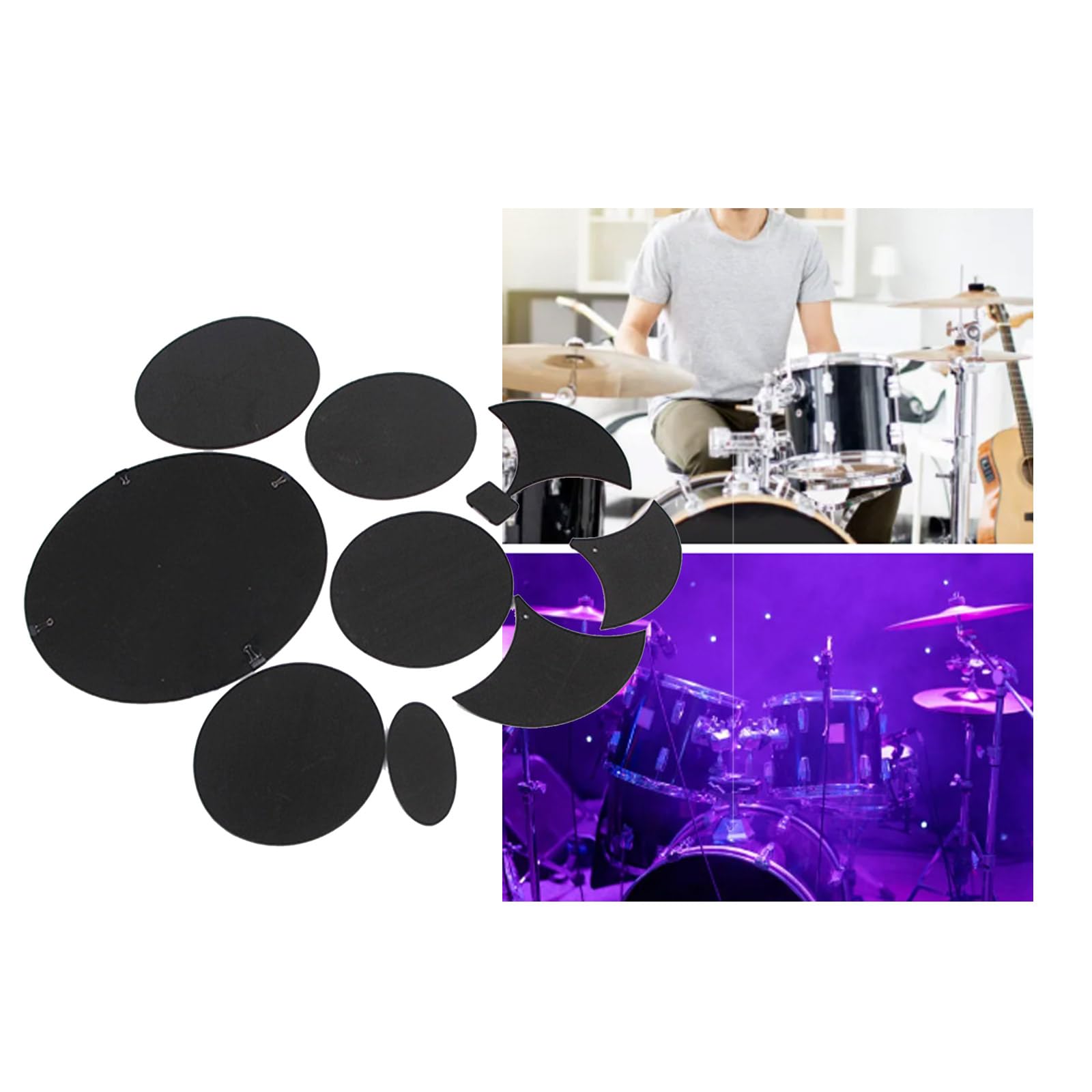 QIEIEI Drum Mute Pads Noise Reduction Drum Silencers Pads Rubber Foam Drum Mute Practice Pad for Home Exercises